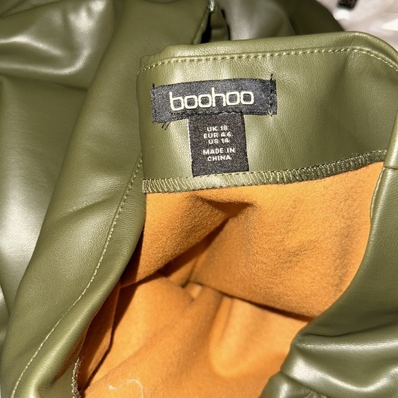 New FAUX LEATHER RUCHED WRAP MIDI SKIRT - Picture 6 of 8